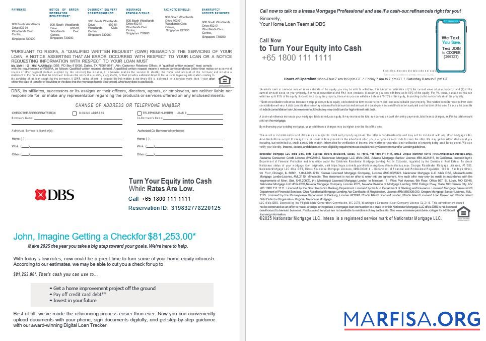 Printable Singapore DBS bank bank mortgage statement in Word and PDF formats 3 4 download for verification